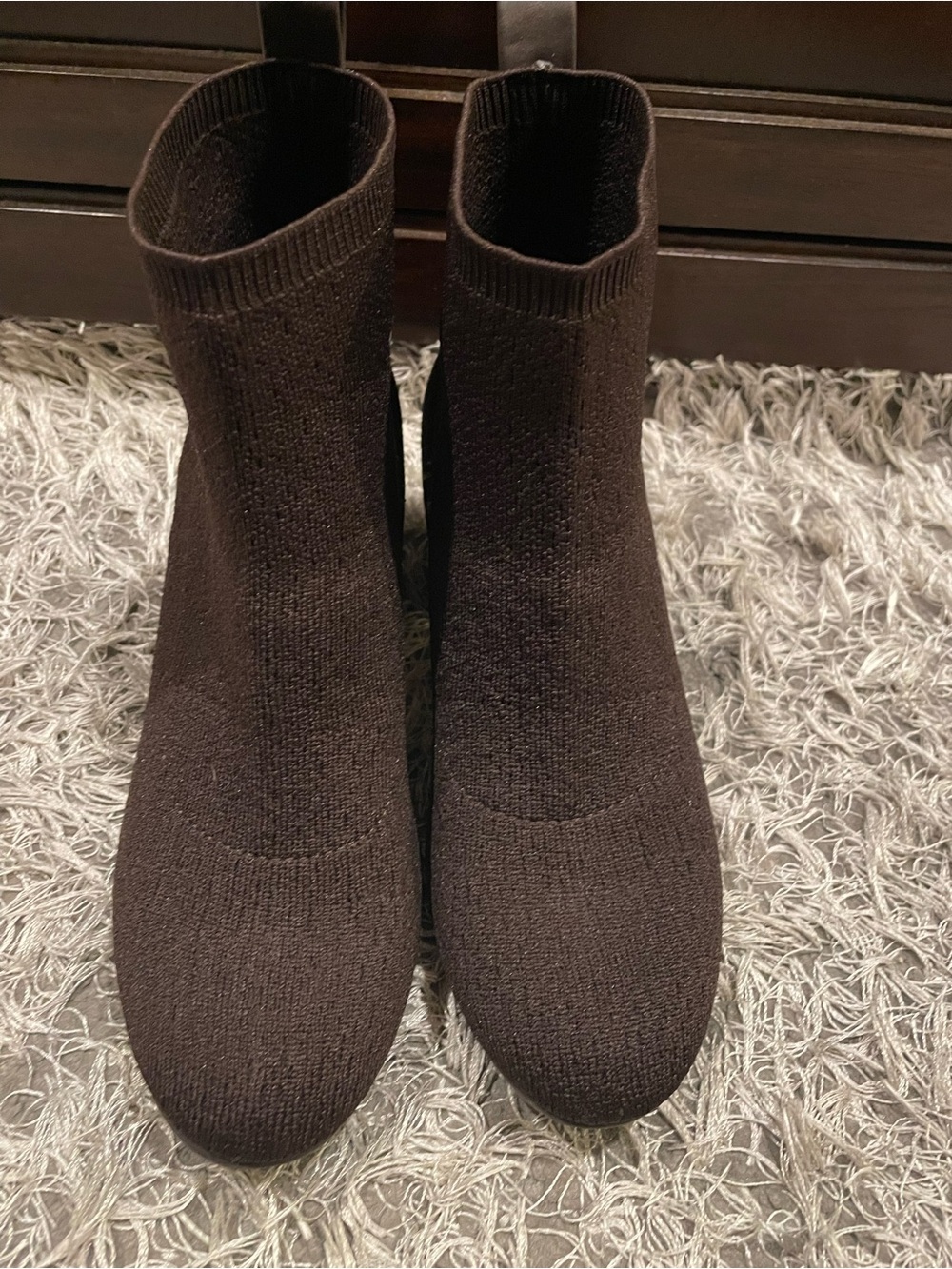 Time and Tru Black Knit Ankle Boots